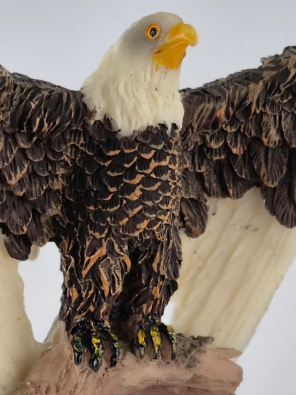 Vintage Sabre Resin Bald Eagle Wings Spread Pose on a Tree Stump Figurine